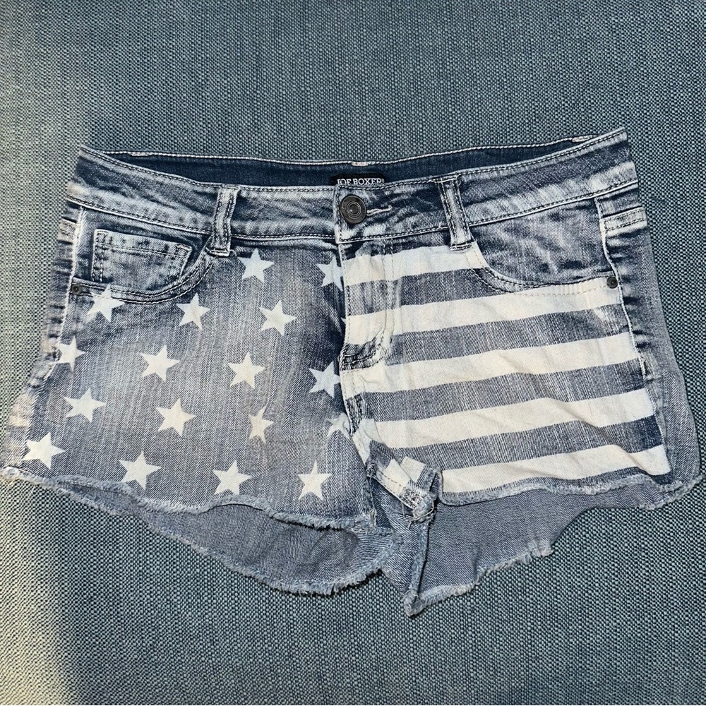 American Flag Denim Shorts